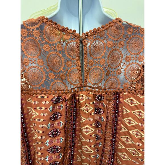 Weekend Suzanne Betro 4X Womens Tunic Orange Embroidered Lace Long Sleeve knit - Picture 3 of 5